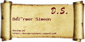 Dörmer Simeon névjegykártya